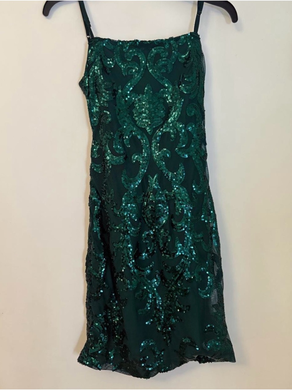 B Darlin Emerald Sequin Spaghetti Strap Mini Dress